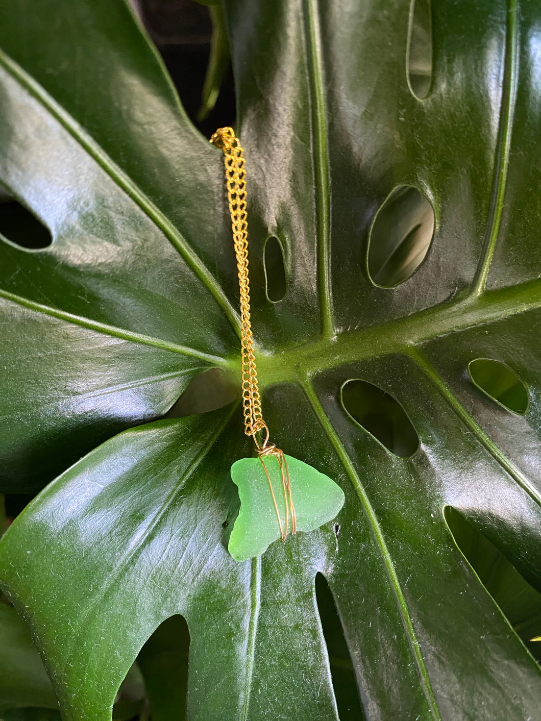 Green seaglass necklace