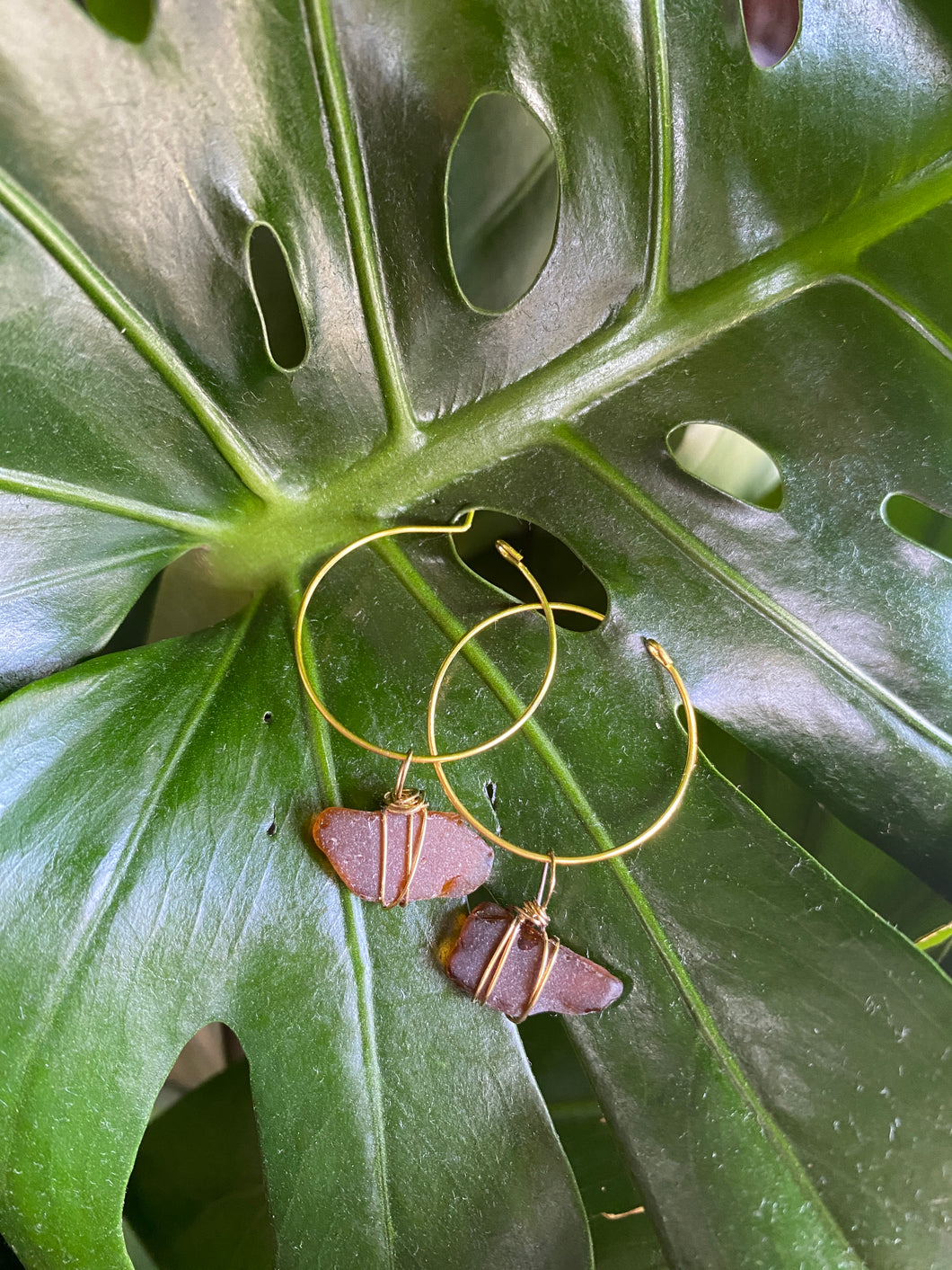 Brown seaglass earrings