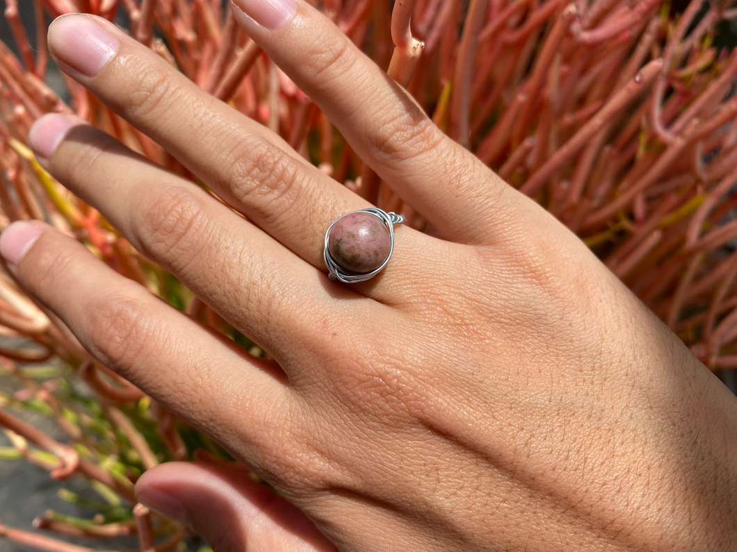 Rhodonite Wire Wrapped Ring