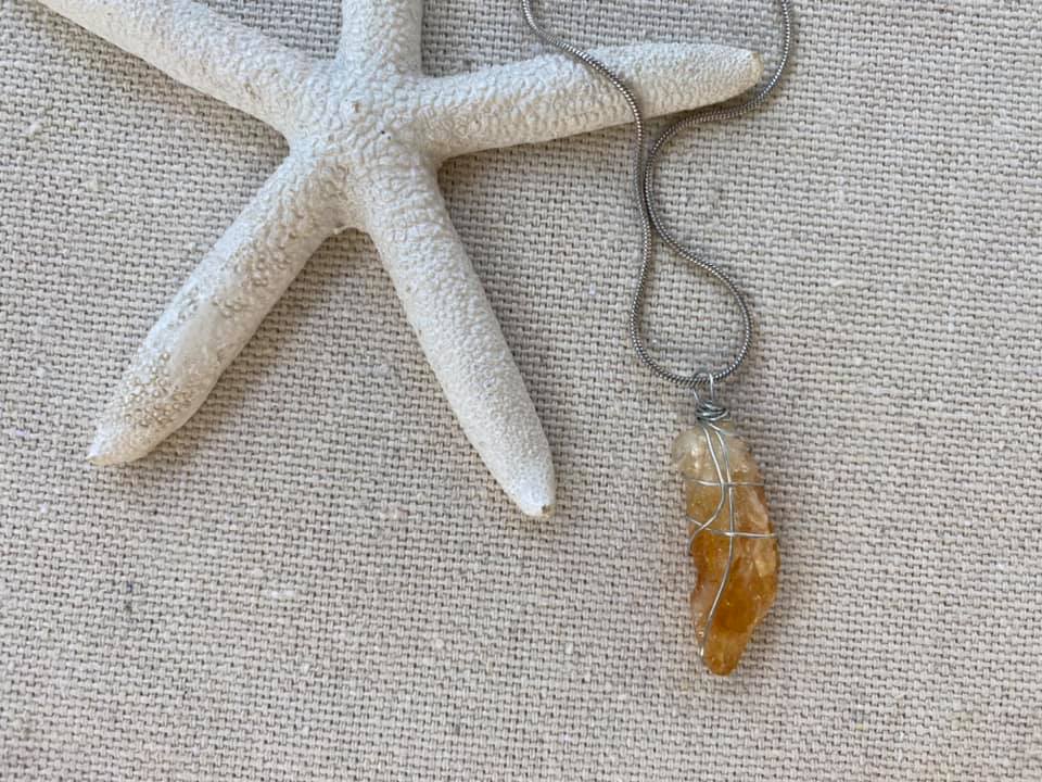 Orange calcite necklace