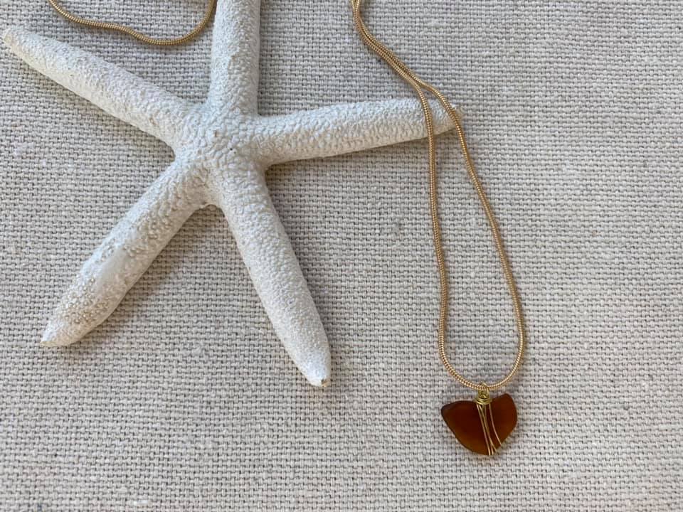 Brown seaglass necklace