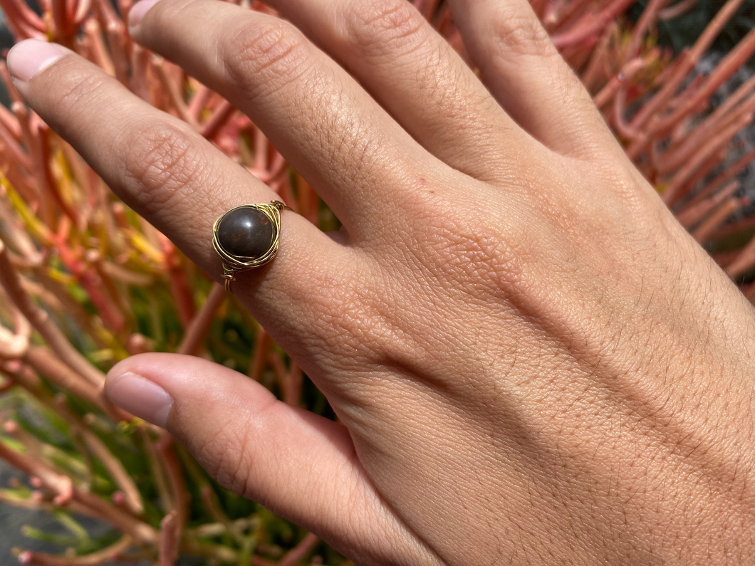 Choclate Jasper Wire Wrapped Ring