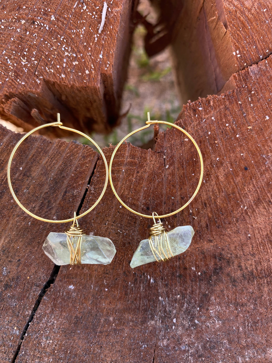 Green Calcite Hoop Earrings