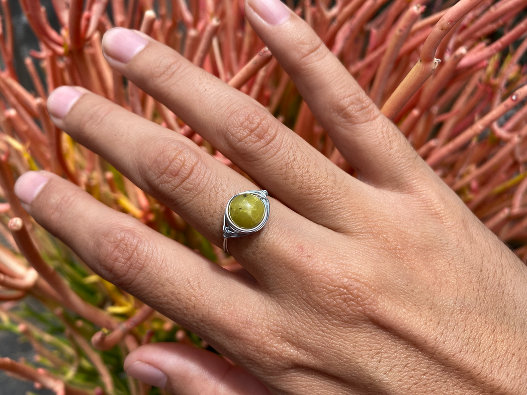 Turtle Jasper Wire Wrapped Ring